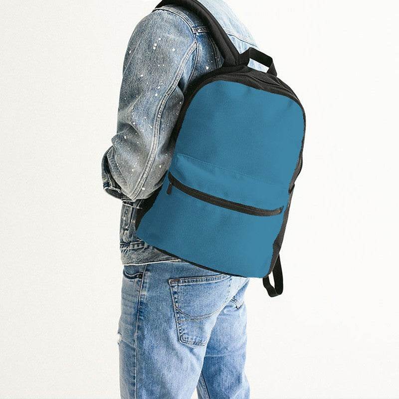 Medium-Dark Medium Cyan Canvas Backpack (BC1-ME-MD) - Man Back CloseUp