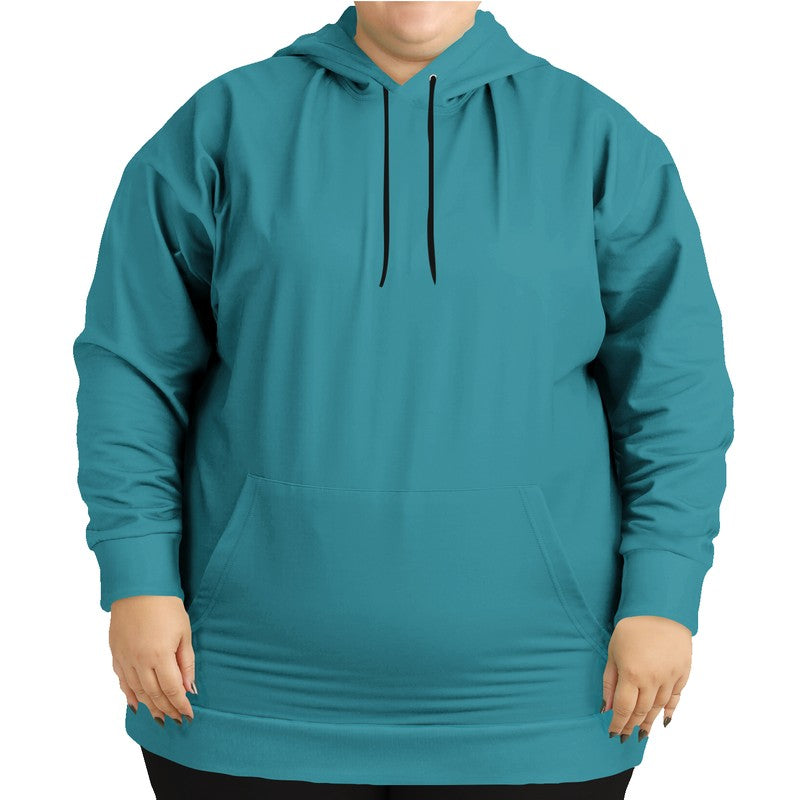 Medium-Dark Medium Cyan Hoodie PLUS (C-ME-MD) - Woman Front PLUS