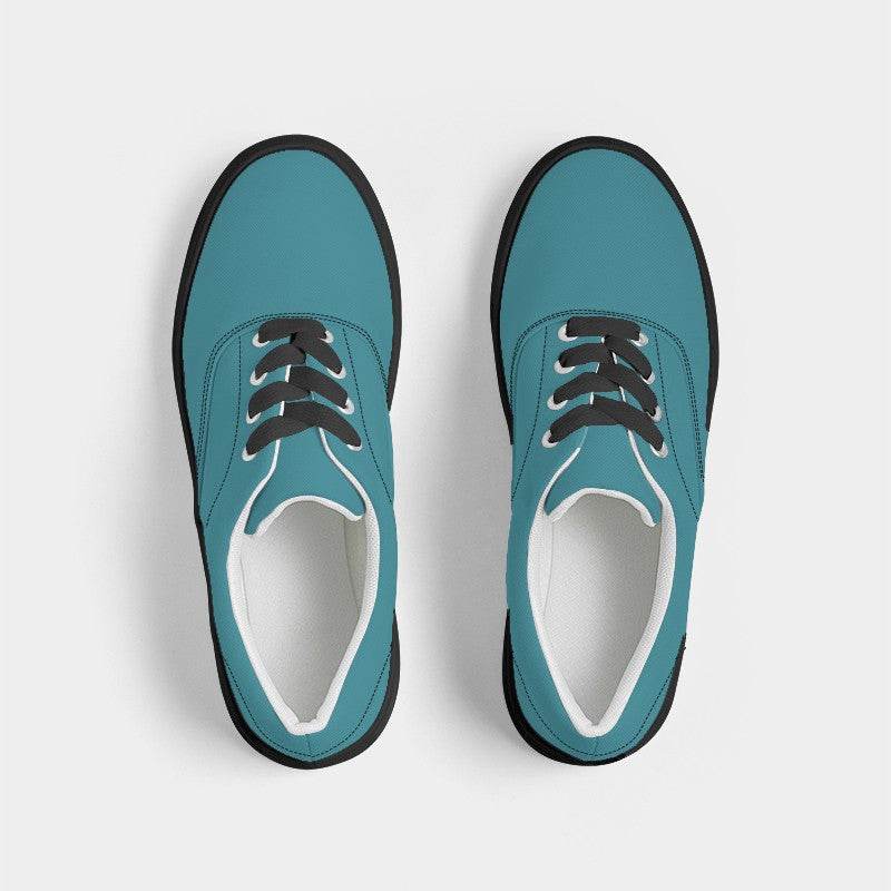 Medium-Dark Medium Cyan Men's Canvas Sneakers (C-ME-MD) - Top