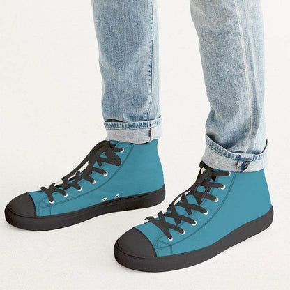 Medium-Dark Medium Cyan Men's High-Top Canvas Sneakers (BC3-ME-MD) - Man CloseUp