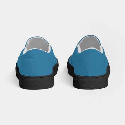 Medium-Dark Medium Cyan Men's Slip-On Canvas Sneakers (BC1-ME-MD) - Back