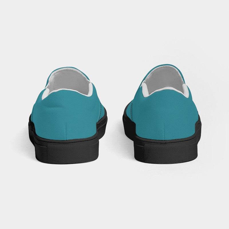 Medium-Dark Medium Cyan Women's Slip-On Canvas Sneakers (C-ME-MD) - Back