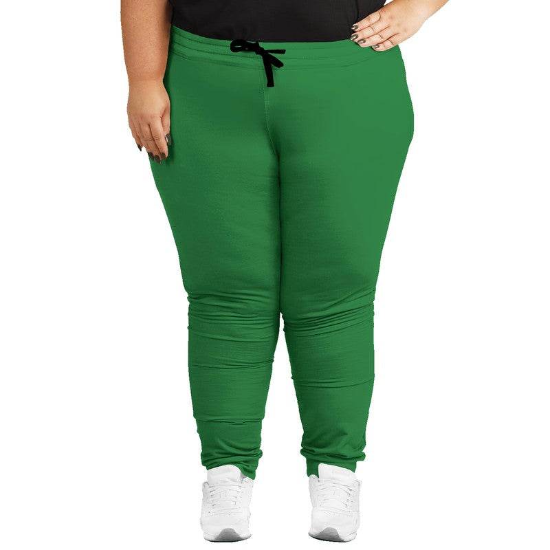 Medium-Dark Medium Green Joggers PLUS (G-ME-MD) - Woman Front PLUS