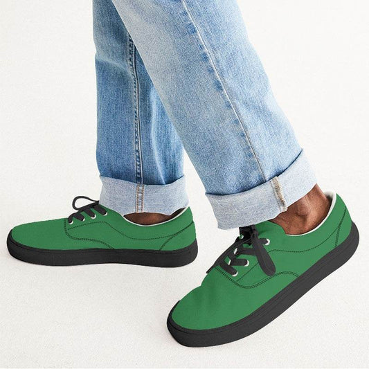 Medium-Dark Medium Green Men's Canvas Sneakers (G-ME-MD) - Man CloseUp