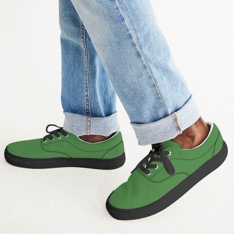 Medium-Dark Medium Green Men's Canvas Sneakers (GL1-ME-MD) - Man CloseUp