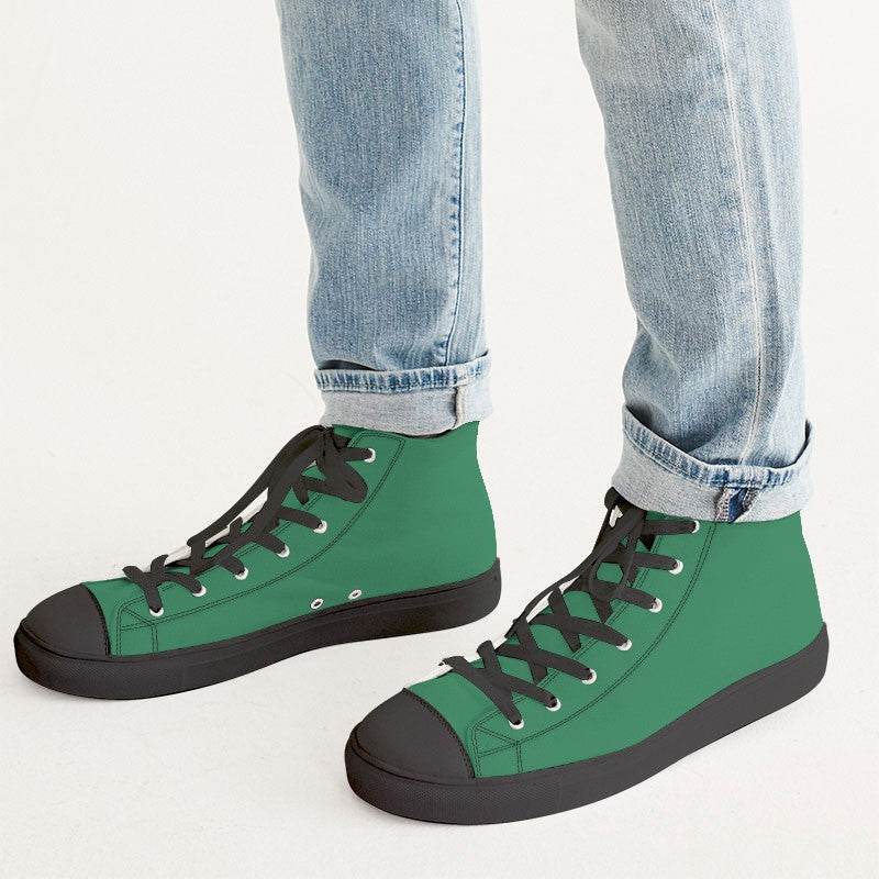 Medium-Dark Medium Green Men's High-Top Canvas Sneakers (BGG3-ME-MD) - Man CloseUp