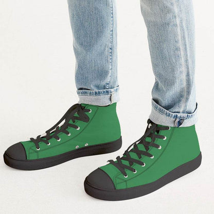 Medium-Dark Medium Green Men's High-Top Canvas Sneakers (G-ME-MD) - Man CloseUp