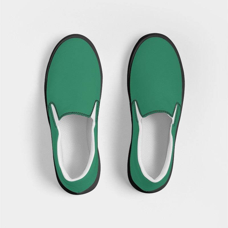 Medium-Dark Medium Green Men's Slip-On Canvas Sneakers (BGG2-ME-MD) - Top