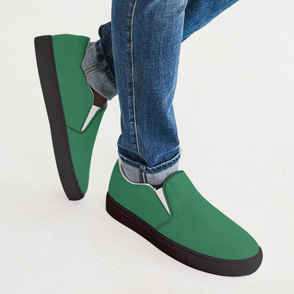 Medium-Dark Medium Green Men's Slip-On Canvas Sneakers (BGG3-ME-MD) - Man CloseUp