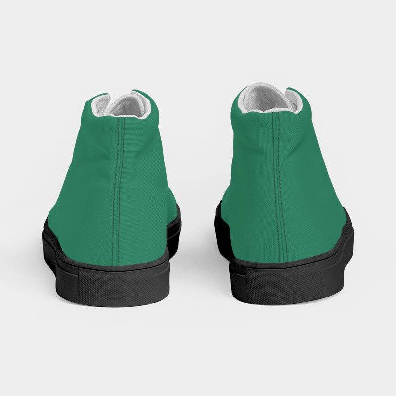 Medium-Dark Medium Green Women's High-Top Canvas Sneakers (BGG2-ME-MD) - Back