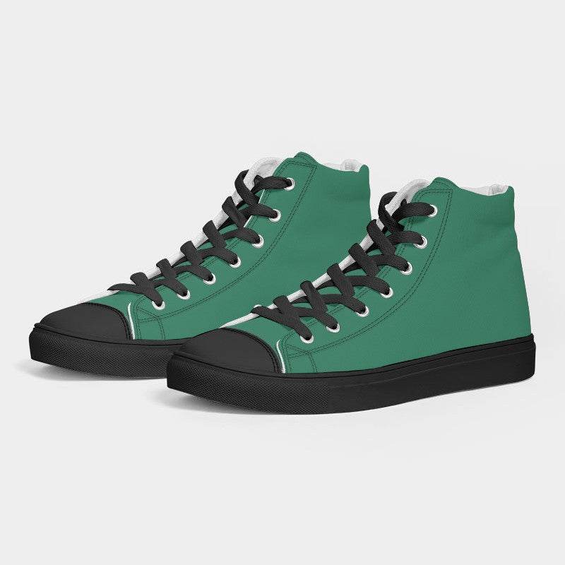 Medium-Dark Medium Green Women's High-Top Canvas Sneakers (BGG2-ME-MD) - Side 3