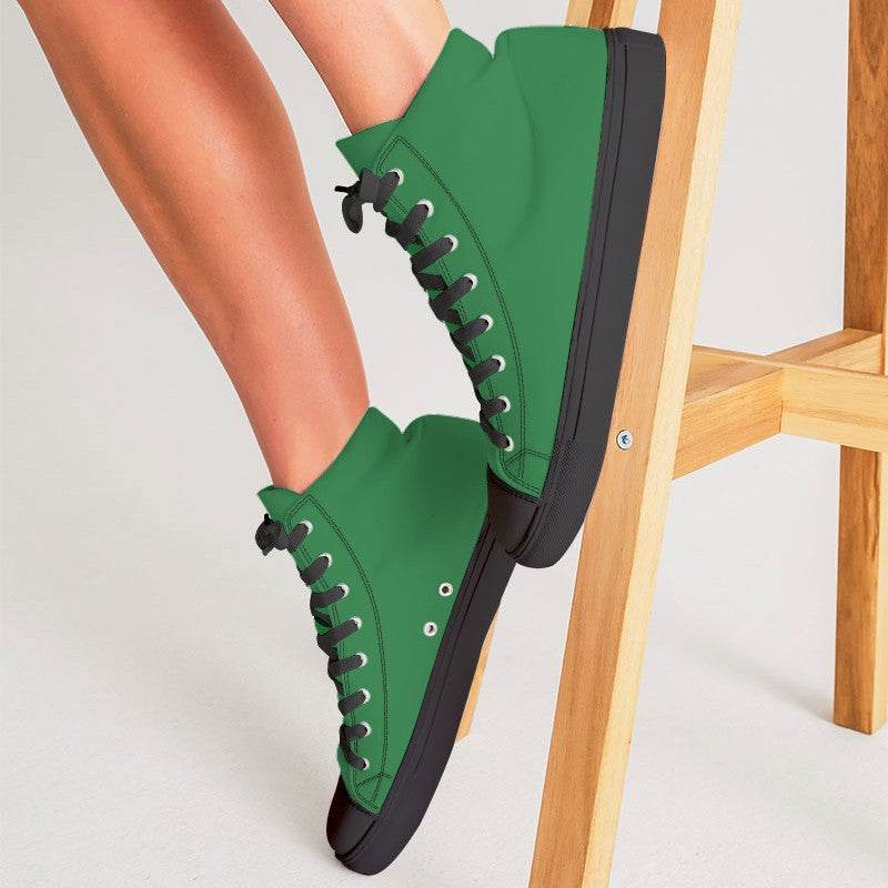 Medium-Dark Medium Green Women's High-Top Canvas Sneakers (G-ME-MD) - Woman CloseUp
