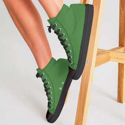 Medium-Dark Medium Green Women's High-Top Canvas Sneakers (GL1-ME-MD) - Woman CloseUp