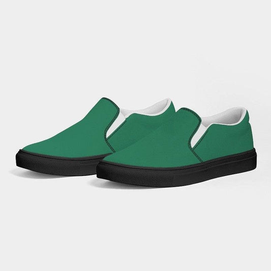 Medium-Dark Medium Green Women's Slip-On Canvas Sneakers (BGG2-ME-MD) - Side 3