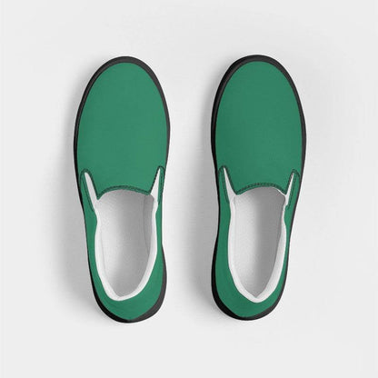 Medium-Dark Medium Green Women's Slip-On Canvas Sneakers (BGG2-ME-MD) - Top