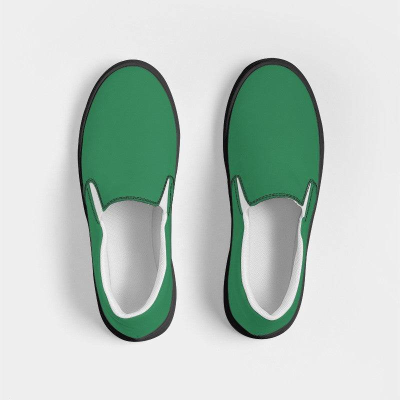 Medium-Dark Medium Green Women's Slip-On Canvas Sneakers (BGG3-ME-MD) - Top