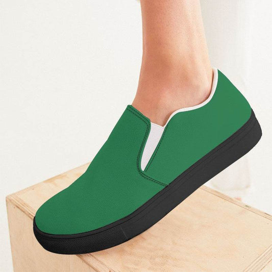 Medium-Dark Medium Green Women's Slip-On Canvas Sneakers (BGG3-ME-MD) - Woman CloseUp