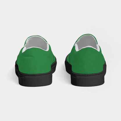 Medium-Dark Medium Green Women's Slip-On Canvas Sneakers (G-ME-MD) - Back
