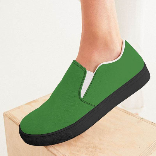 Medium-Dark Medium Green Women's Slip-On Canvas Sneakers (GL1-ME-MD) - Woman CloseUp