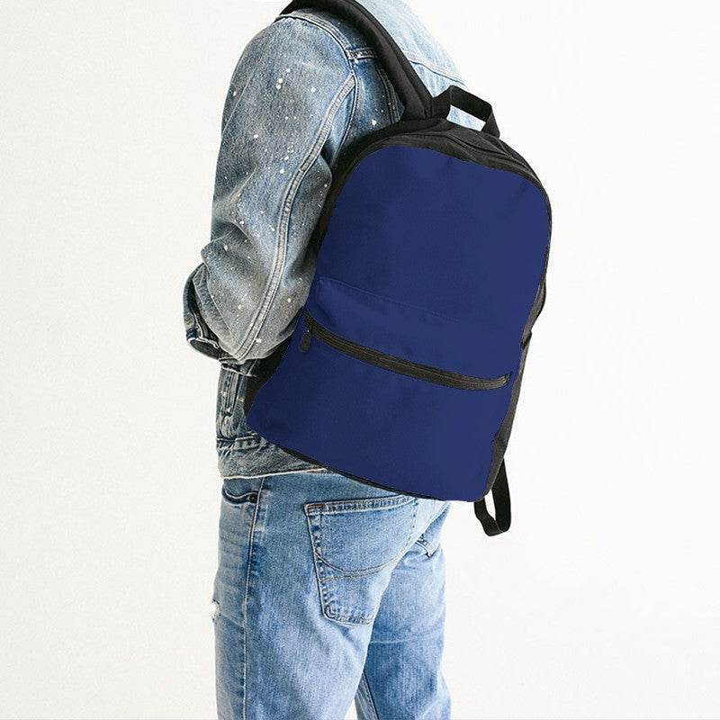 Medium-Dark Medium Indigo Canvas Backpack (I-ME-MD) - Man Back CloseUp