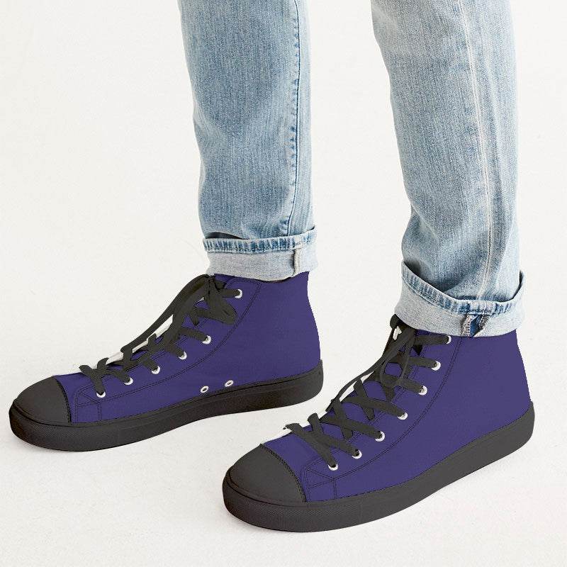 Medium-Dark Medium Indigo Men's High-Top Canvas Sneakers (PUI2-ME-MD) - Man CloseUp