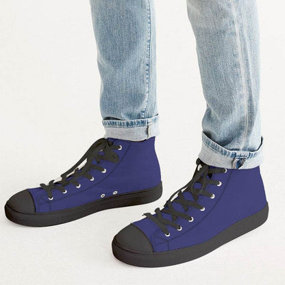 Medium-Dark Medium Indigo Men's High-Top Canvas Sneakers (PUI3-ME-MD) - Man CloseUp