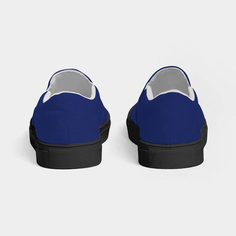 Medium-Dark Medium Indigo Men's Slip-On Canvas Sneakers (I-ME-MD) - Back