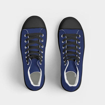 Medium-Dark Medium Indigo Women's High-Top Canvas Sneakers (I-ME-MD) - Top