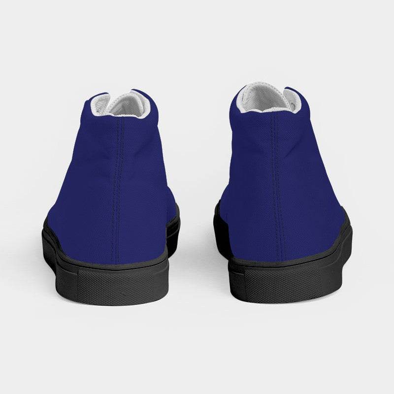 Medium-Dark Medium Indigo Women's High-Top Canvas Sneakers (PUI3-ME-MD) - Back