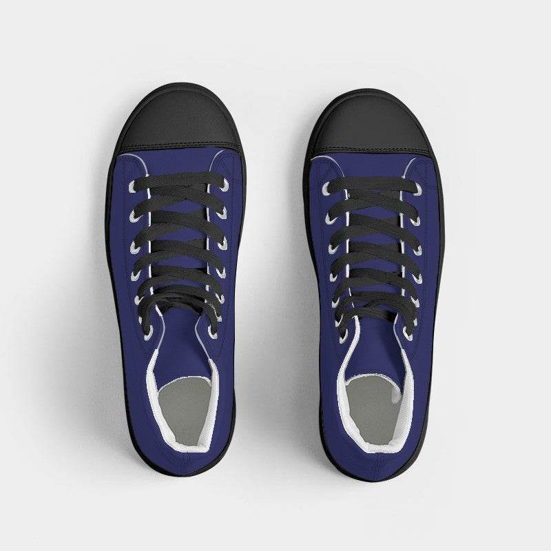 Medium-Dark Medium Indigo Women's High-Top Canvas Sneakers (PUI3-ME-MD) - Top