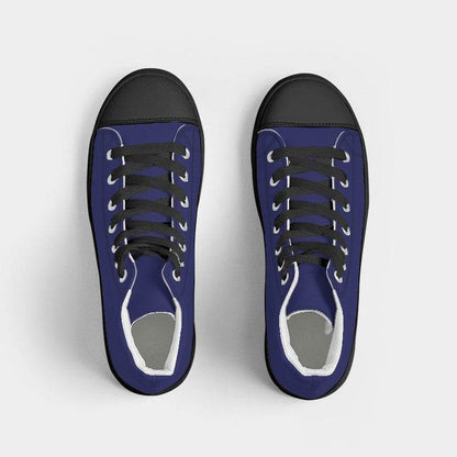 Medium-Dark Medium Indigo Women's High-Top Canvas Sneakers (PUI3-ME-MD) - Top