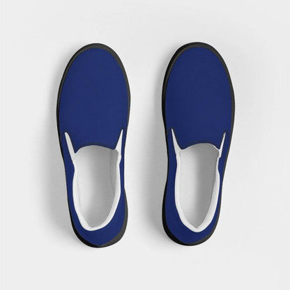 Medium-Dark Medium Indigo Women's Slip-On Canvas Sneakers (I-ME-MD) - Top