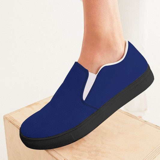 Medium-Dark Medium Indigo Women's Slip-On Canvas Sneakers (I-ME-MD) - Woman CloseUp