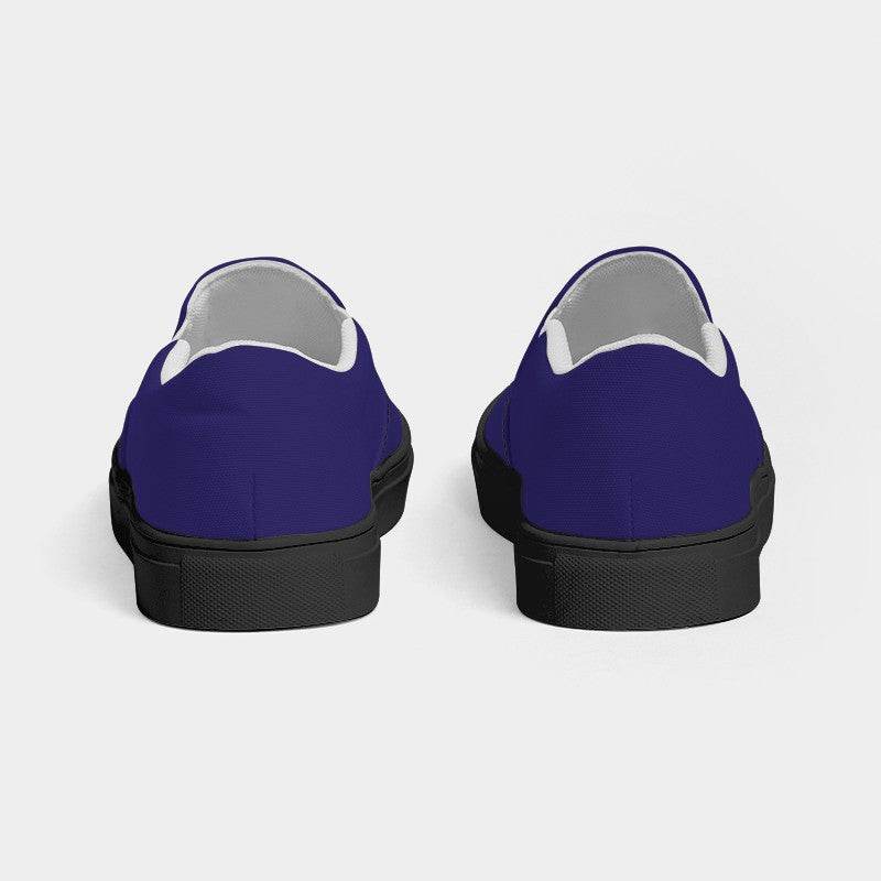 Medium-Dark Medium Indigo Women's Slip-On Canvas Sneakers (PUI2-ME-MD) - Back