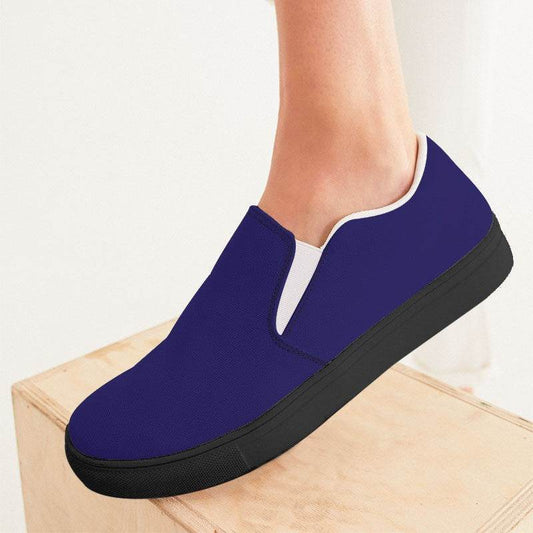 Medium-Dark Medium Indigo Women's Slip-On Canvas Sneakers (PUI2-ME-MD) - Woman CloseUp