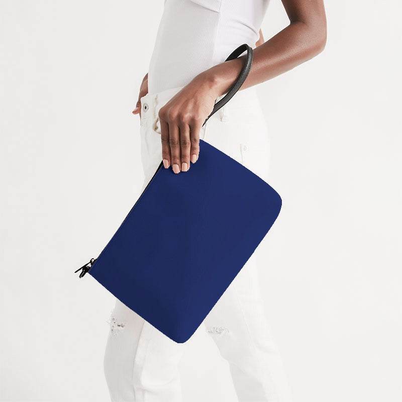 Medium-Dark Medium Indigo Zip Pouch (I-ME-MD) - Side Holding