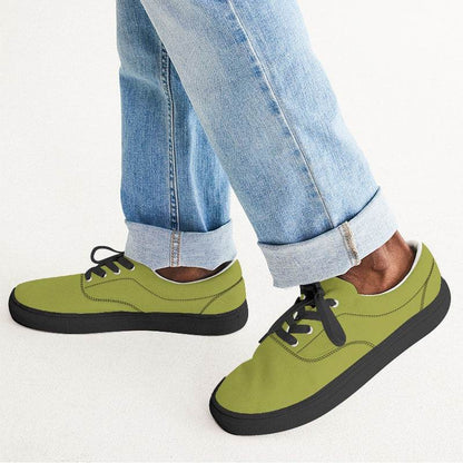 Medium-Dark Medium Lime Men's Canvas Sneakers (LY1-ME-MD) - Man CloseUp