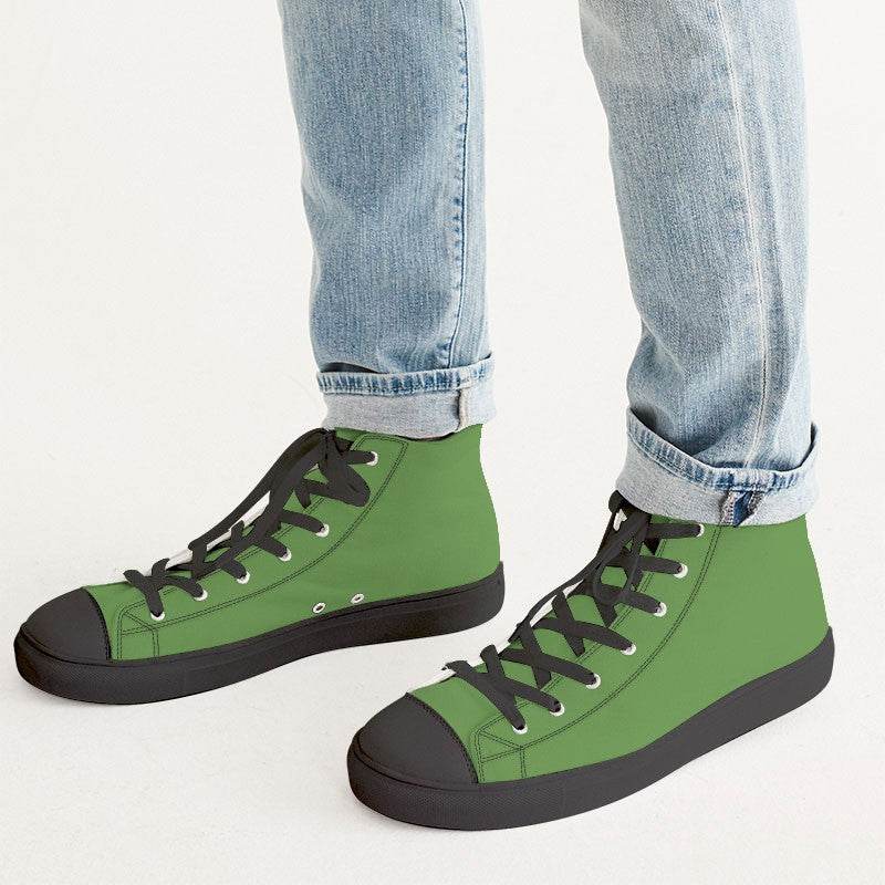 Medium-Dark Medium Lime Men's High-Top Canvas Sneakers (GL2-ME-MD) - Man CloseUp