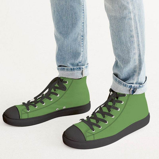 Medium-Dark Medium Lime Men's High-Top Canvas Sneakers (GL2-ME-MD) - Man CloseUp