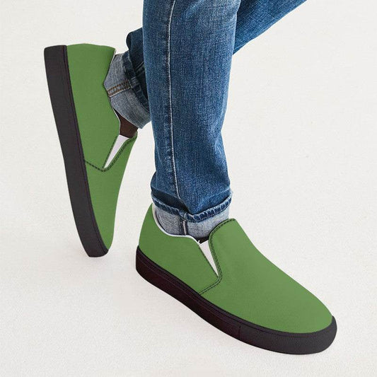 Medium-Dark Medium Lime Men's Slip-On Canvas Sneakers (GL2-ME-MD) - Man CloseUp