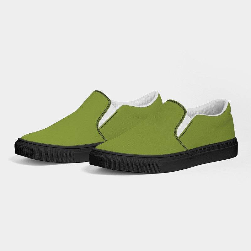 Medium-Dark Medium Lime Men's Slip-On Canvas Sneakers (L-ME-MD) - Side 3