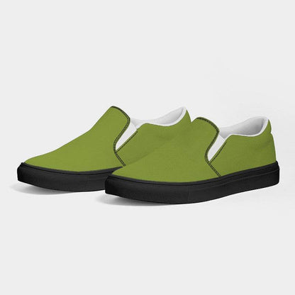 Medium-Dark Medium Lime Men's Slip-On Canvas Sneakers (L-ME-MD) - Side 3