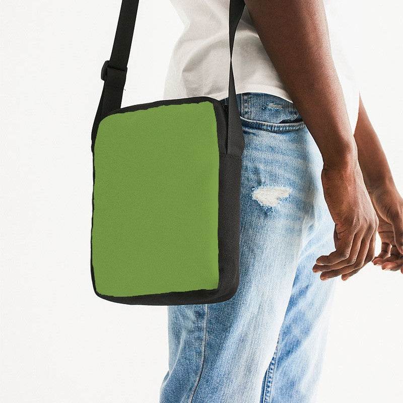 Medium-Dark Medium Lime Messenger Pouch (GL3-ME-MD) - Man Side CloseUp