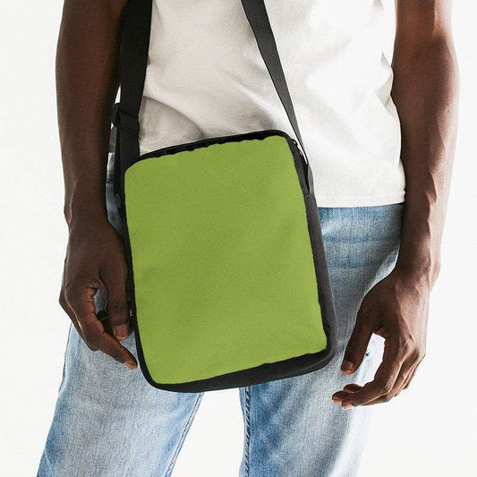 Medium-Dark Medium Lime Messenger Pouch (L-ME-MD) - Man Front CloseUp