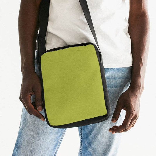 Medium-Dark Medium Lime Messenger Pouch (LY1-ME-MD) - Man Front CloseUp