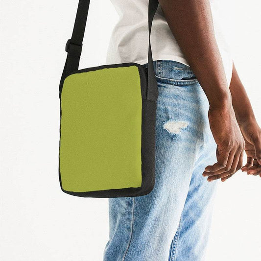 Medium-Dark Medium Lime Messenger Pouch (LY1-ME-MD) - Man Side CloseUp