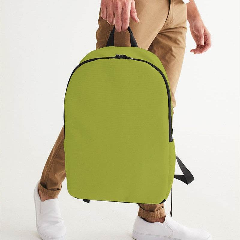Medium-Dark Medium Lime Waterproof Backpack (LY1-ME-MD) - Man Holding CloseUp