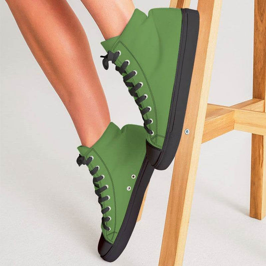 Medium-Dark Medium Lime Women's High-Top Canvas Sneakers (GL2-ME-MD) - Woman CloseUp