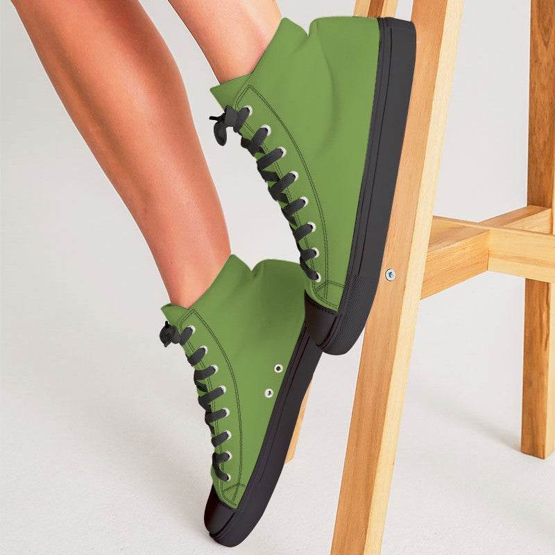 Medium-Dark Medium Lime Women's High-Top Canvas Sneakers (GL3-ME-MD) - Woman CloseUp