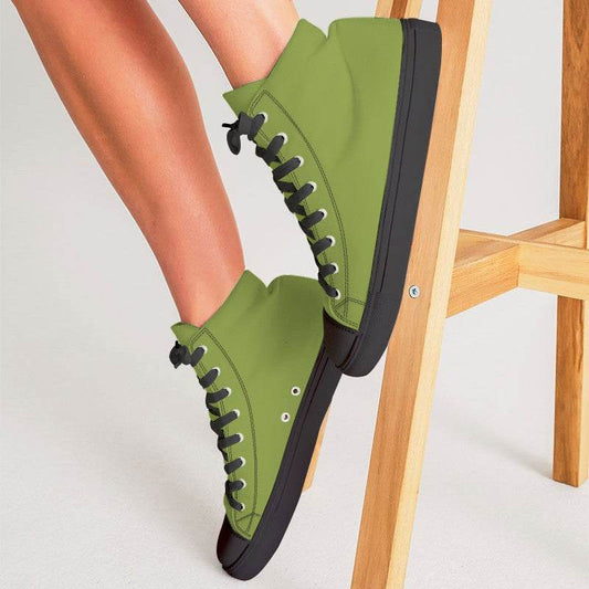 Medium-Dark Medium Lime Women's High-Top Canvas Sneakers (L-ME-MD) - Woman CloseUp